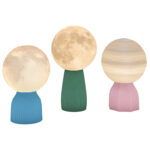 Conjunto de 3 Candeeiros de Mesa de Cabeceira 3D Brilho Ajustável com USB